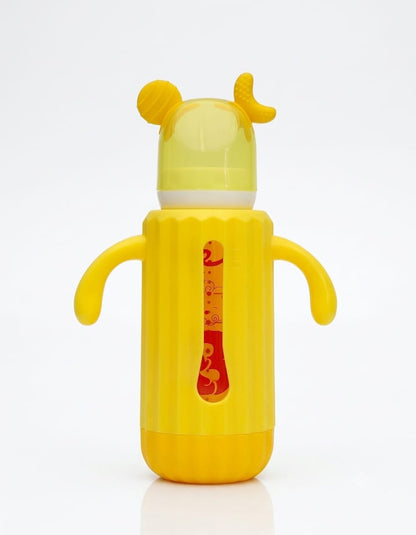 Crescent glass bottle with plastic cover 240ml