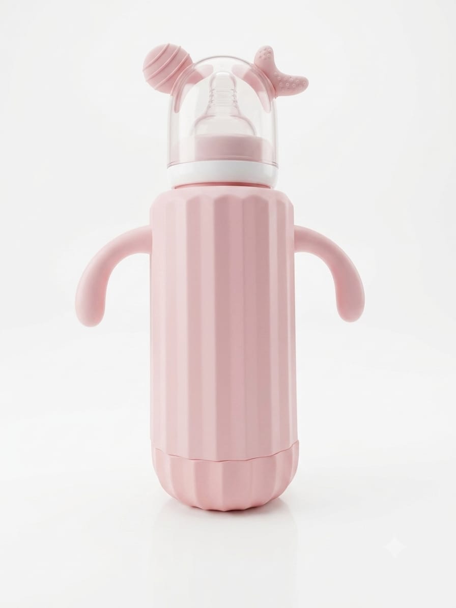 Crescent glass bottle with plastic cover 240ml
