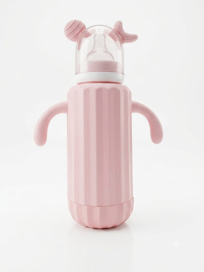 Crescent glass bottle with plastic cover 240ml
