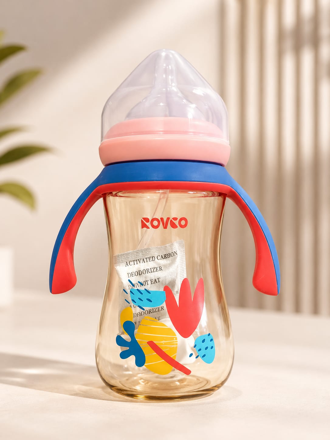 ROVCO 3 in 1 Acrylic Feeding Bottle With Weighted Straw 300ml