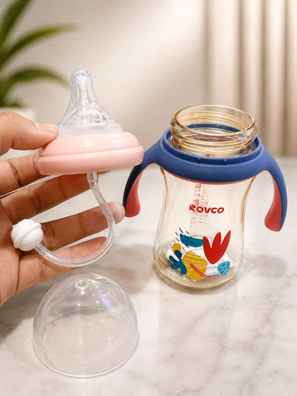ROVCO 3 in 1 Acrylic Feeding Bottle With Weighted Straw 300ml