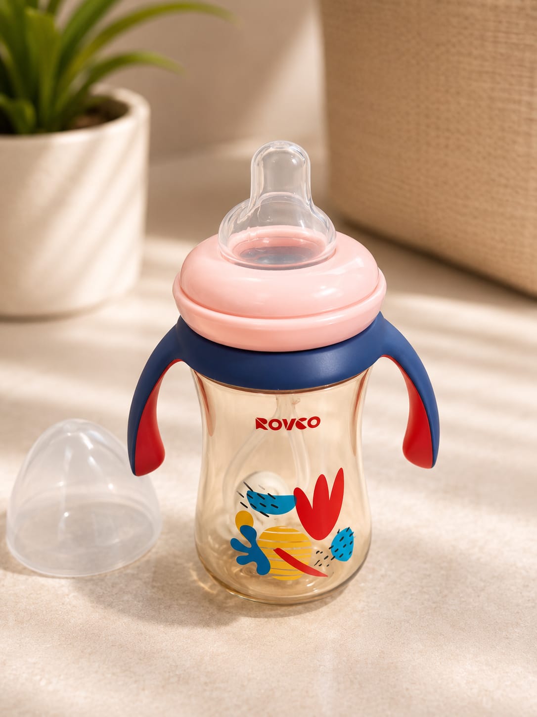 ROVCO 3 in 1 Acrylic Feeding Bottle With Weighted Straw 300ml