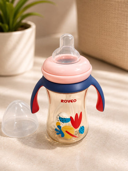 ROVCO 3 in 1 Acrylic Feeding Bottle With Weighted Straw 300ml
