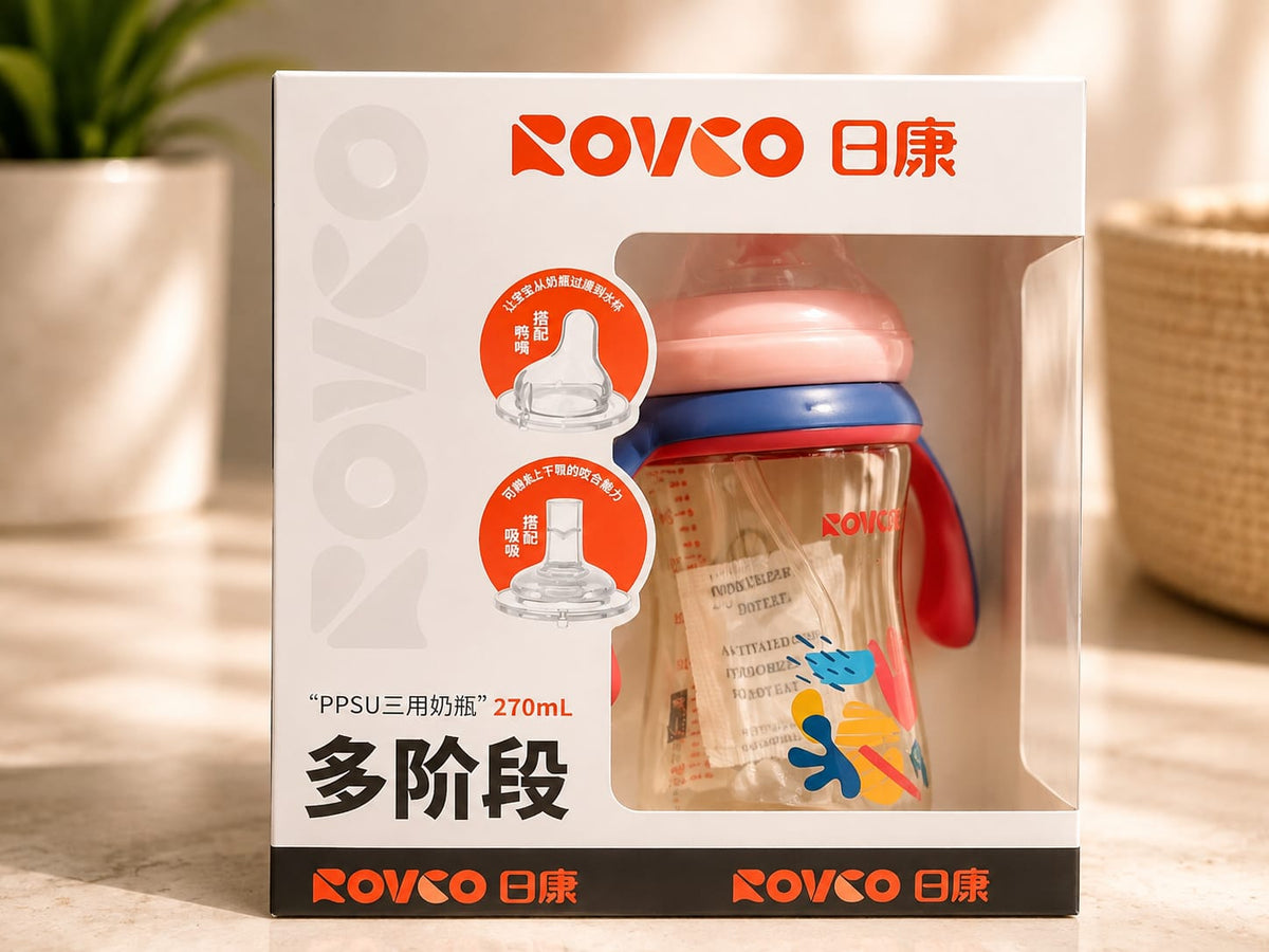 ROVCO 3 in 1 Acrylic Feeding Bottle With Weighted Straw 300ml